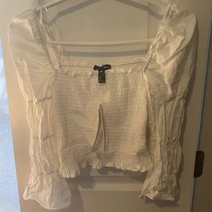 White Aqua peasant top- nwt